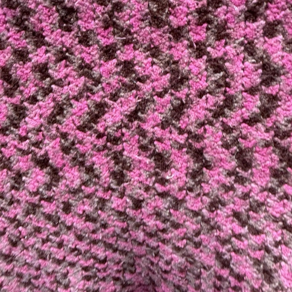 Handmade Crochet Chevron Ripple Lap Throw 46x33 Pink Brown Textured